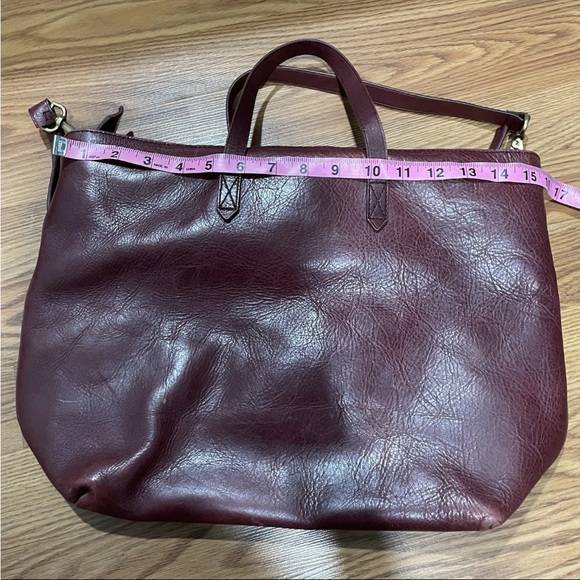 Madewell Brown Leather Top Handle Zipper Closure Satchel Shoulder Crossbody Bag - Picture 8 of 16